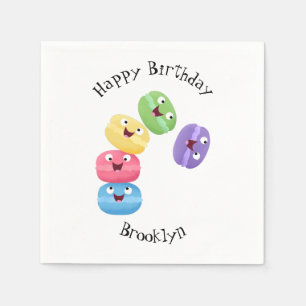 Cute funny macaroons cartoon illustration  napkin