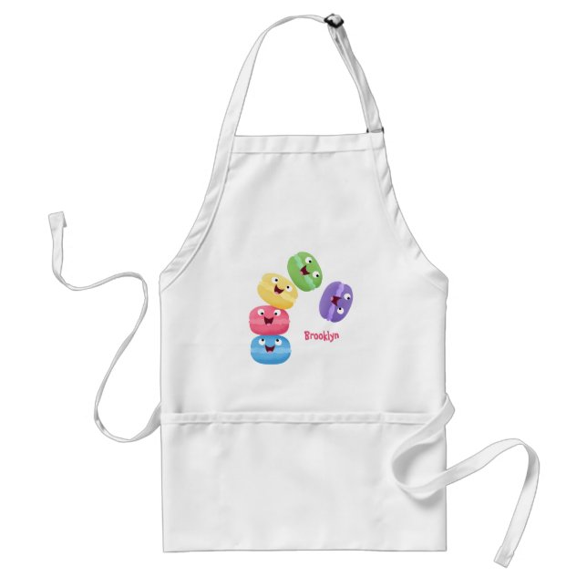 Cute funny macaroons cartoon illustration standard apron (Front)