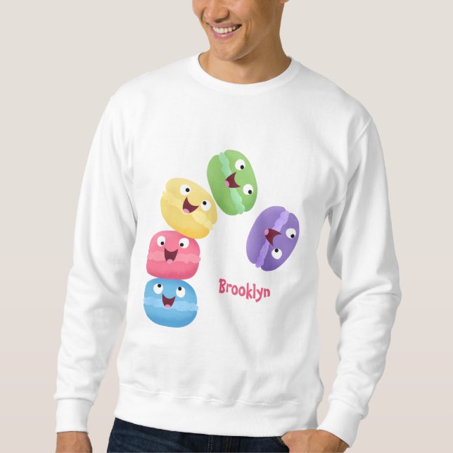 Cute funny macaroons cartoon illustration  sweatshirt (Front)