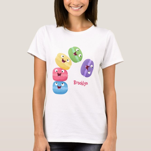 Cute funny macaroons cartoon illustration T-Shirt (Front)