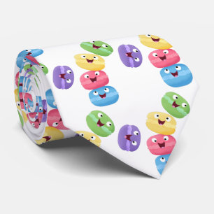 Cute funny macaroons cartoon illustration tie