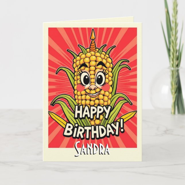 Cute Funny Maize  Happy Birthday  Card (Front)