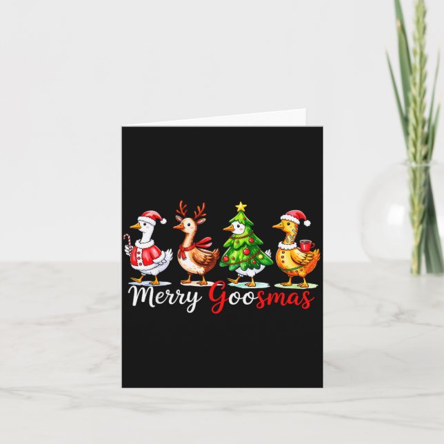 Cute Funny Merry Goosmas Silly Goose Reindeer Hot  Card (Front)