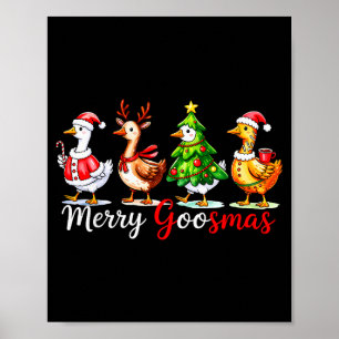 Cute Funny Merry Goosmas Silly Goose Reindeer Hot  Poster