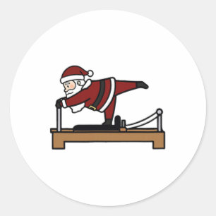 Cute Funny Mery Christmas Pilates Santa Claus Perf Classic Round Sticker