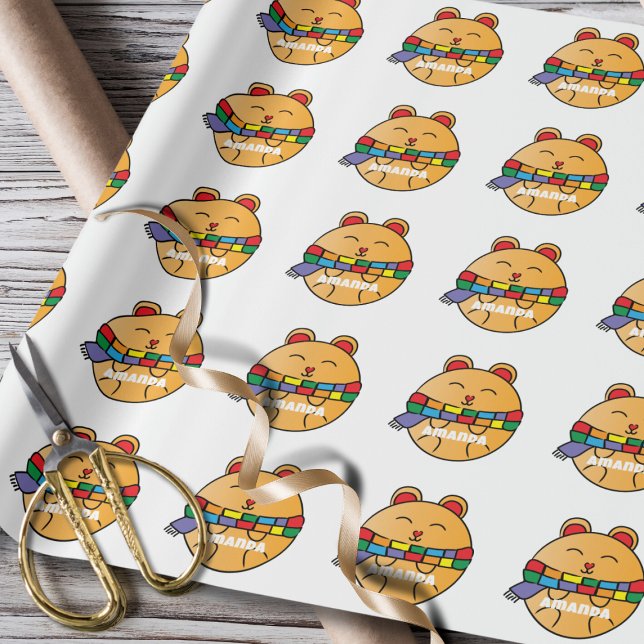 Cute Funny Modern Holiday Hamster Animal Colourful Wrapping Paper (Creator Uploaded)