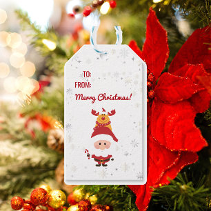 Cute Funny Modern Rudolph Santa To From Empty Name Gift Tags