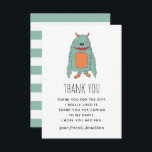 Cute funny monster. Animal kids boy birthday Thank You Card<br><div class="desc">Funny monster kids birthday party Thank you card in green orange colours. Please contact me if you need additional items.</div>