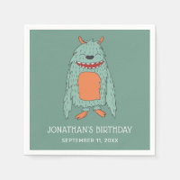 Cute funny monster. Kids boy birthday party