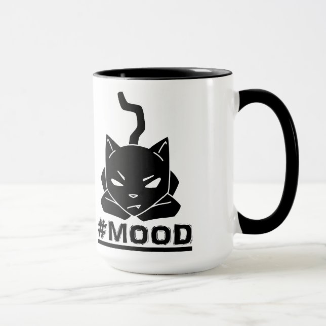 Cute & Funny #MOOD Black Cat Logo Illustration Mug (Right)