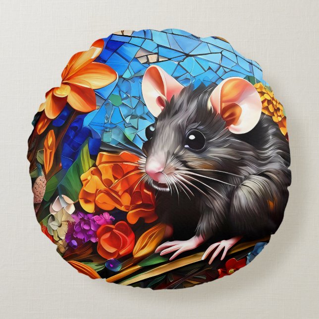Cute Funny Mosaic Mice cushion pillows (Front)