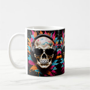 Cute funny musical skull coffee mug