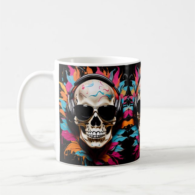 Cute funny musical skull  coffee mug (Left)