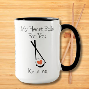 Cute Funny My Heart Rolls For You Personalised Mug