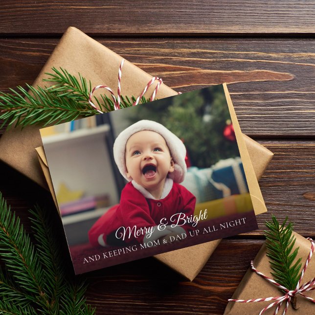 Cute Funny New Baby Photo Christmas Card (Creator Uploaded)