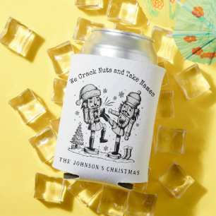 Cute funny nutcrackers Christmas personalised Can Cooler