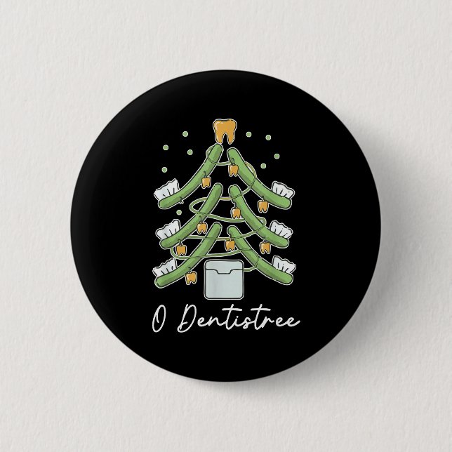 Cute Funny O Dentistree Teeth Brush Christmas Tree 6 Cm Round Badge (Front)