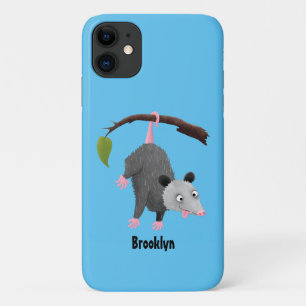 Cute funny opossum hanging from branch cartoon Case-Mate iPhone case