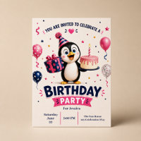 Cute Funny Penguin Birthday Party