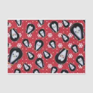 Cute Funny Penguins and Snowflakes Tissue Paper