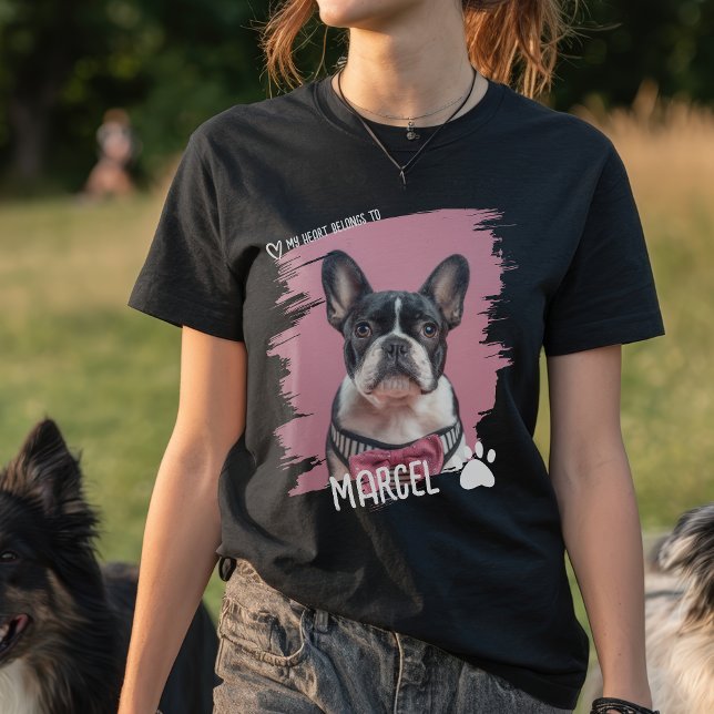 Cute funny Pet Name Photo My Heart Belongs T-Shirt (Cute funny Pet Name Photo My Heart Belongs T-Shirt)