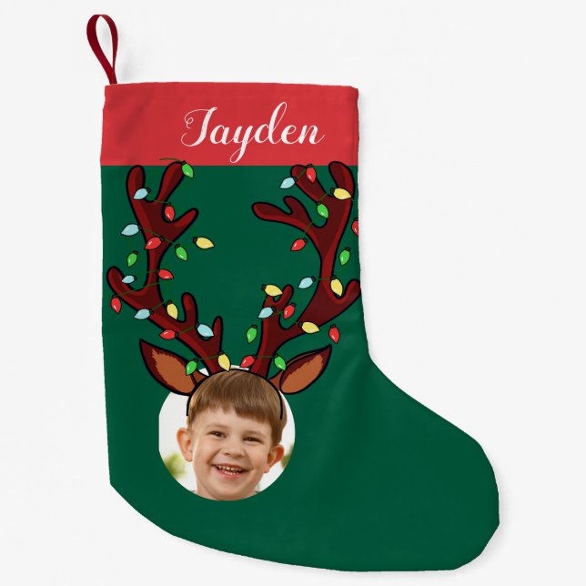 Cute Funny Photo Christmas  Small Christmas Stocking (Front)