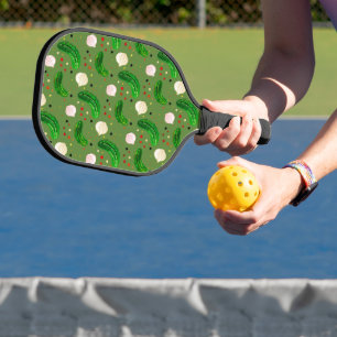    Cute Funny Pickles Pun Cool Unique Modern Green Pickleball Paddle