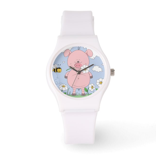 Cute funny pig cartoon watch (Front)