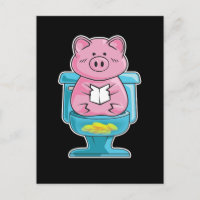 Cute & Funny Pig On Toilet Piggy Bank