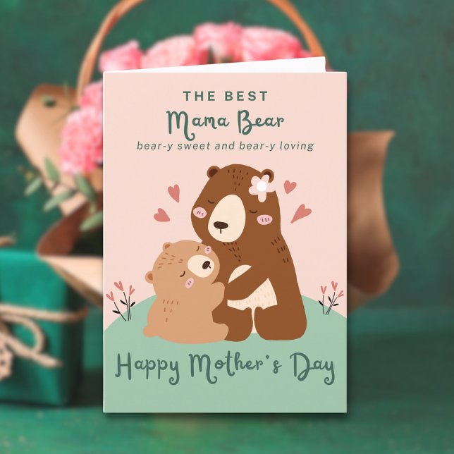 Cute Funny Pink Best Mama Bear Mothers Day Card (Creator Uploaded)
