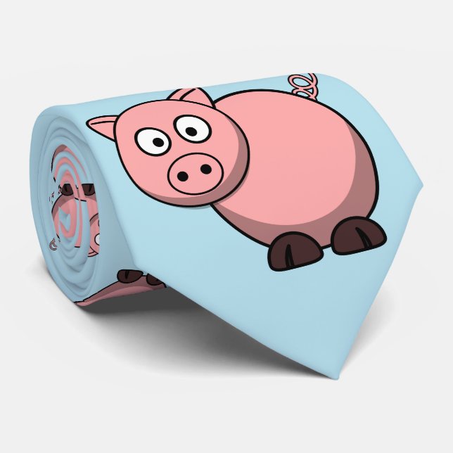 cute funny pink cartoon pig for farmers, or kids. tie (Rolled)