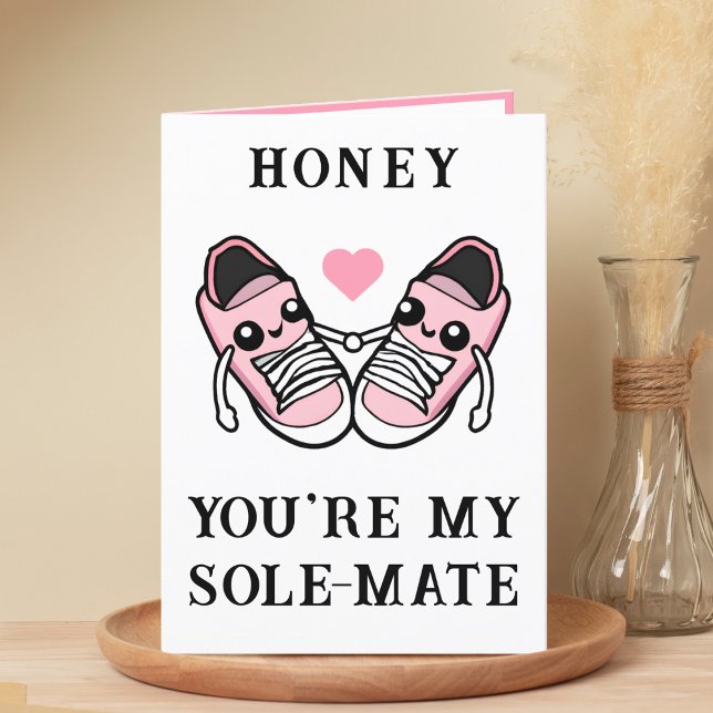 Cute Funny Pink Shoe Husband Wife Happy Birthday Thank You Card (cute, funny pink shoe pun wife / girlfriend happy birthday card)