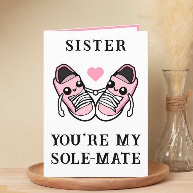 Cute Funny Pink Shoe Pun Sister Happy Birthday Thank You Card (cute, funny pink shoe pun sister happy birthday card)