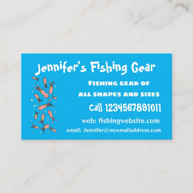 Cute funny pink squid cartoon pattern business card (Front)