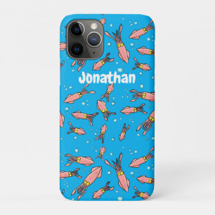 Cute funny pink squid cartoon pattern Case-Mate iPhone case