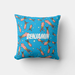 Cute funny pink squid cartoon pattern cushion