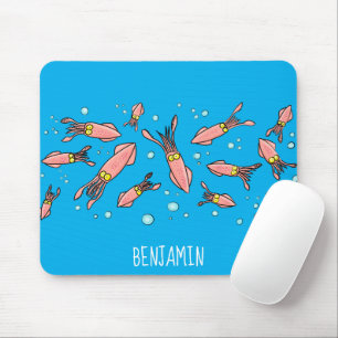 Cute funny pink squid cartoon pattern mouse pad