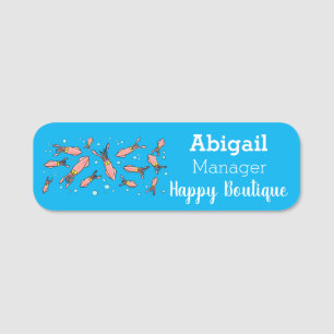 Cute funny pink squid cartoon pattern  name tag