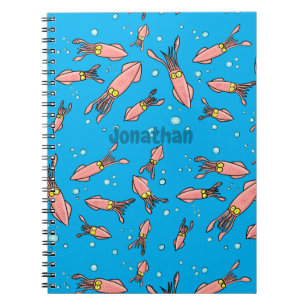 Cute funny pink squid cartoon pattern notebook