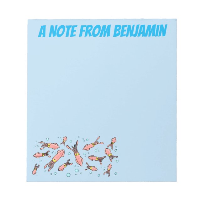 Cute funny pink squid cartoon pattern notepad (Front)