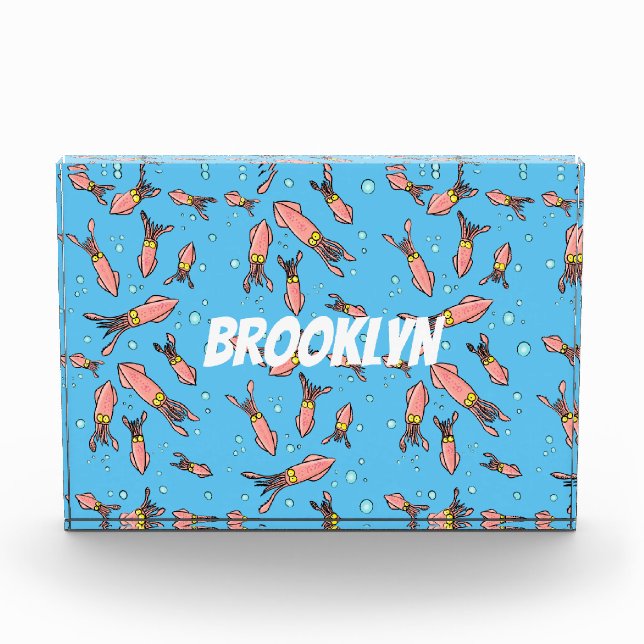 Cute funny pink squid cartoon pattern photo block (Front)