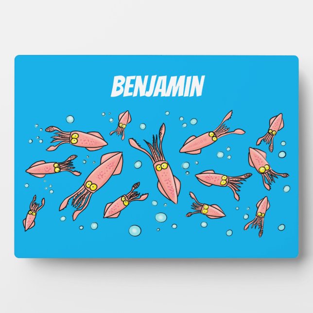 Cute funny pink squid cartoon pattern plaque (Front)