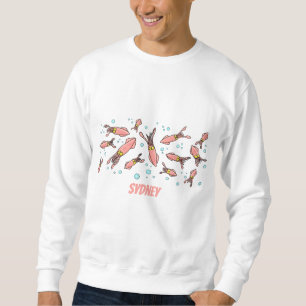 Cute funny pink squid cartoon pattern sweatshirt
