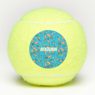 Cute funny pink squid cartoon pattern tennis balls