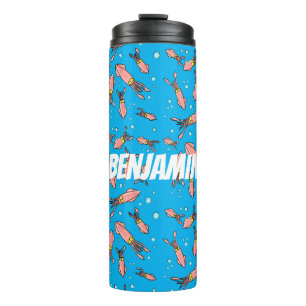 Cute funny pink squid cartoon pattern thermal tumbler