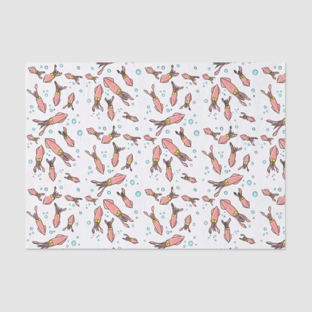 Cute funny pink squid cartoon pattern tissue paper (Front)