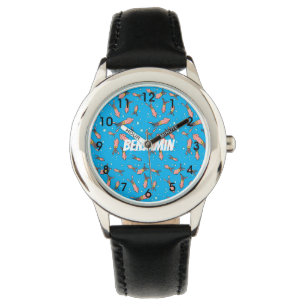 Cute funny pink squid cartoon pattern watch