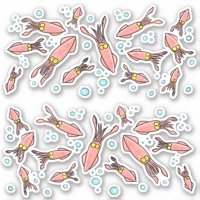 Cute funny pink squid pattern cartoon (Front)