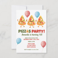 Cute Funny Pizza Kid Birthday Party Invitation