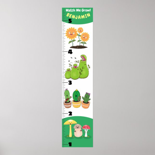 Cute funny plants cartoon growth chart (Front)